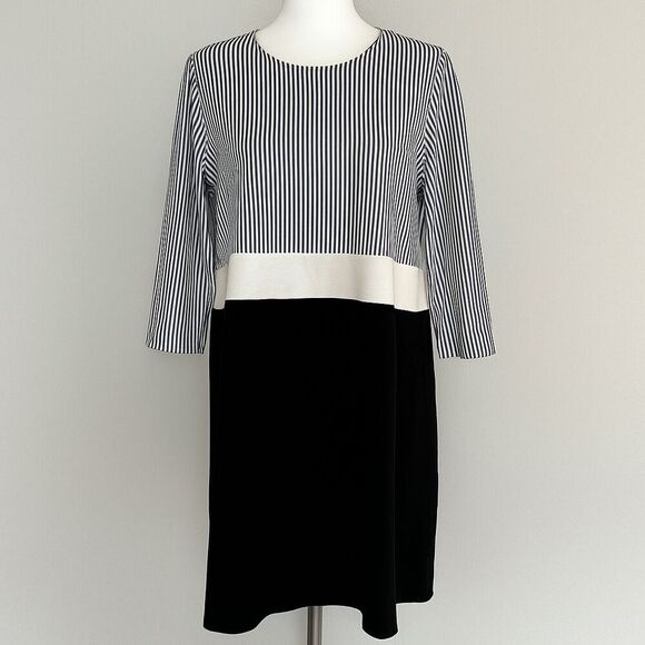 J. Jill Dresses & Skirts - J.Jill Striped Colorblock Dress Size Large Blue White Black Classic Women's